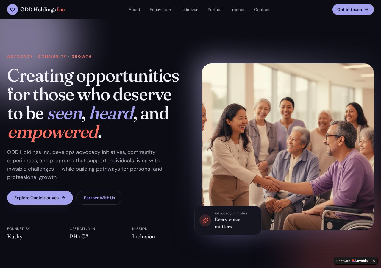 ODD Holdings Inc. website preview
